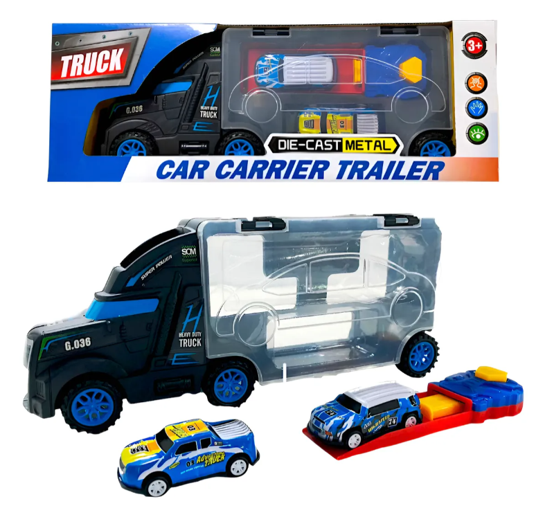 Kamion Auto-Nosač sa Metalnim Autićima – Die-Cast Car Carrier Trailer - Image 2