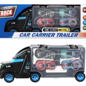 Kamion Auto-Nosač sa Metalnim Autićima – Die-Cast Car Carrier Trailer